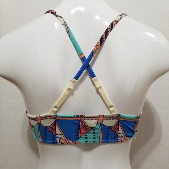 Nollie bralette Small geometric print cross strap racerback pullover style boho - Picture 3 of 13